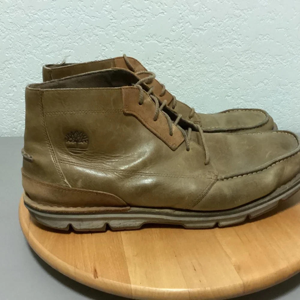 Timberland Men's Brown Leather Chukka‎ Boots Lace Up Casual Size 14W A0960